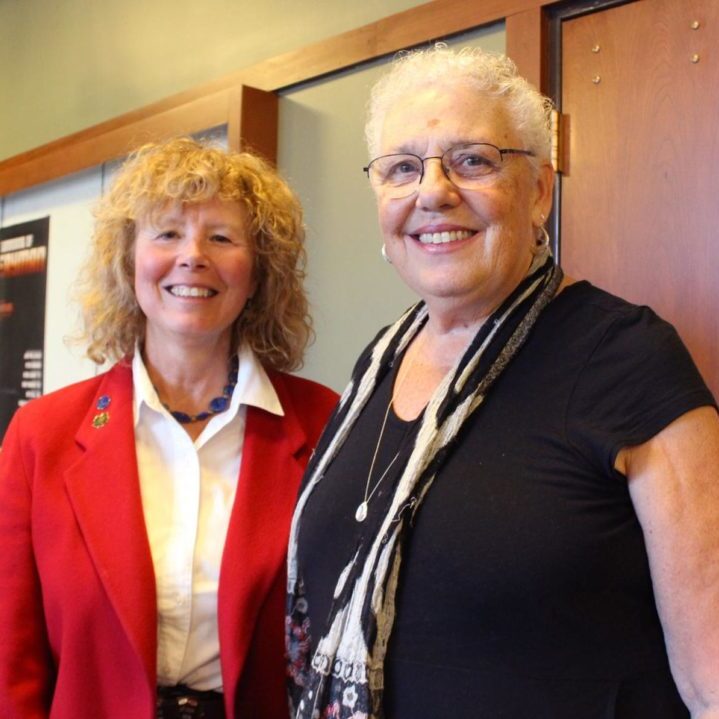(L-R) Veterans Lena R. Airoldi (Nielsen) and Maureen L. Dwyer spoke about their service at the Veterans Town Hall event at St. Michael’s College. Dwyer served as a military nurse and Airoldi served in the air force.

Photo by Avalon Ashley//